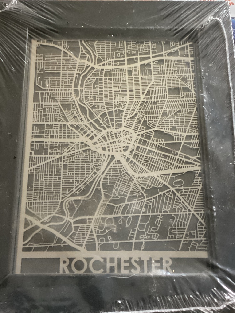 Rochester City Map Mixed Media Wall Art - Black and Cream
